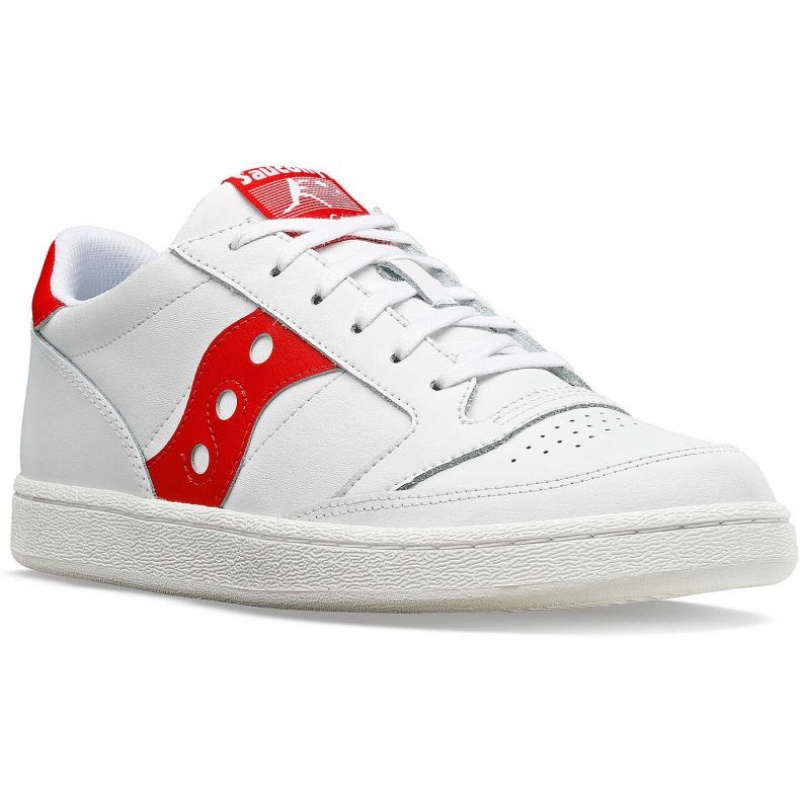 Men's Saucony Jazz Court PU Sneakers White / Red | SOUTHAFRICA-RGI