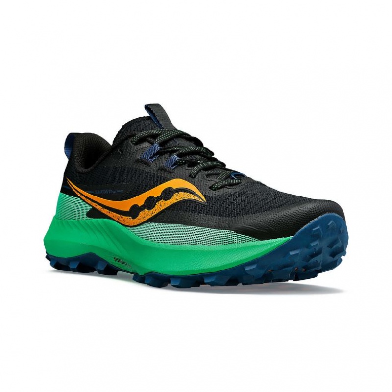 Men's Saucony Peregrine 13 Trail Running Shoes Black / Green | SOUTHAFRICA-LAS