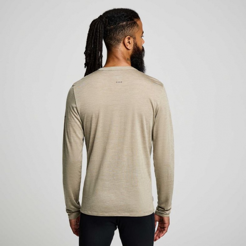 Men's Saucony Peregrine Merino Long Sleeve T-Shirt Olive | SOUTHAFRICA-FTJ