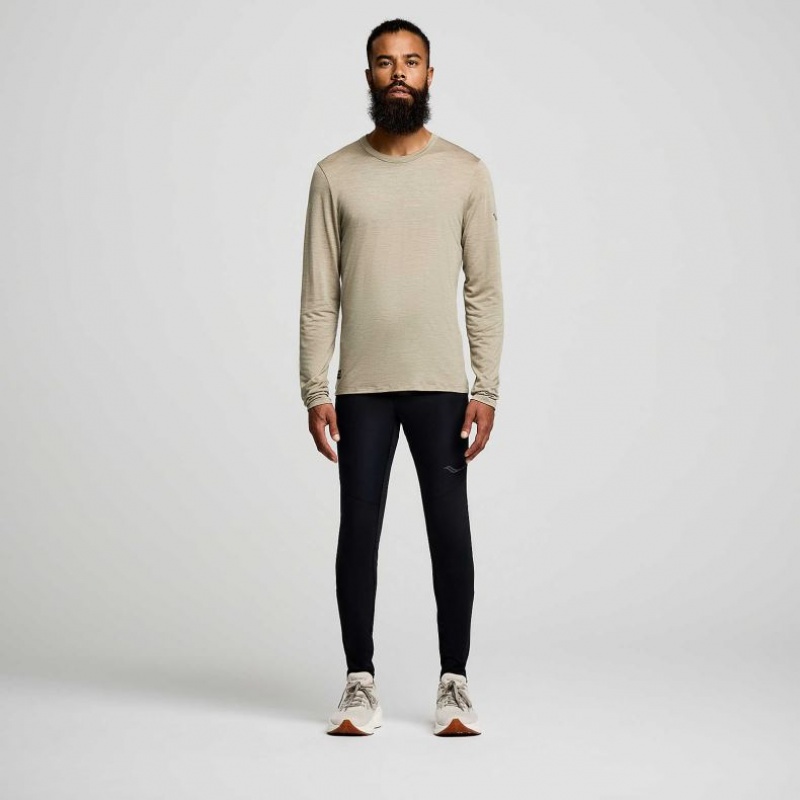 Men's Saucony Peregrine Merino Long Sleeve T-Shirt Olive | SOUTHAFRICA-FTJ