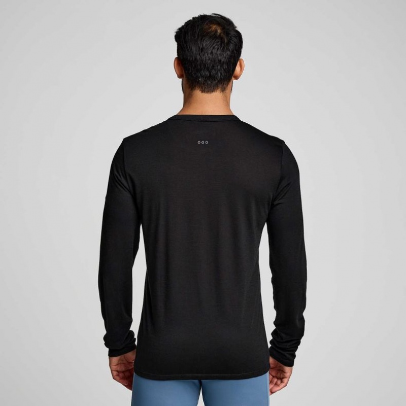 Men's Saucony Peregrine Merino Long Sleeve T-Shirt Black | SOUTHAFRICA-DOI