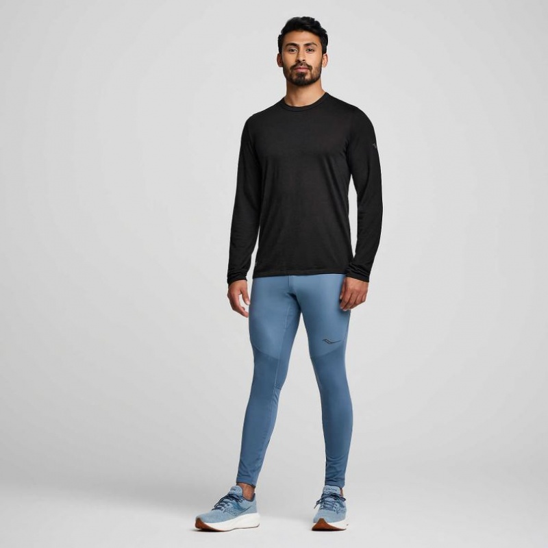 Men's Saucony Peregrine Merino Long Sleeve T-Shirt Black | SOUTHAFRICA-DOI