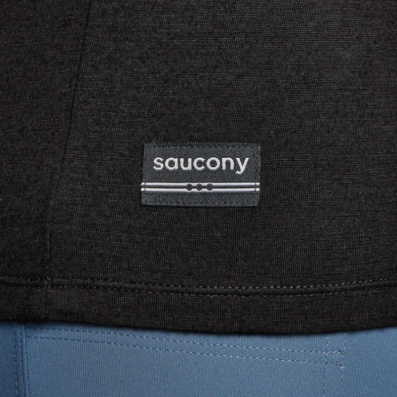 Men's Saucony Peregrine Merino Long Sleeve T-Shirt Black | SOUTHAFRICA-DOI