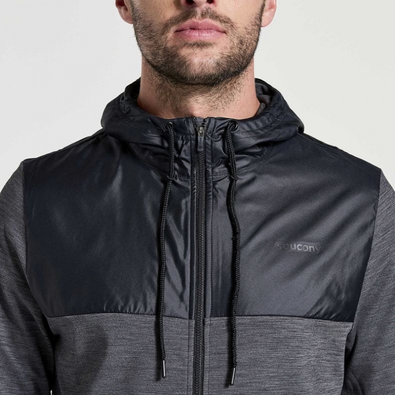 Men's Saucony Solstice Zip Hoodie Black | SOUTHAFRICA-QJI