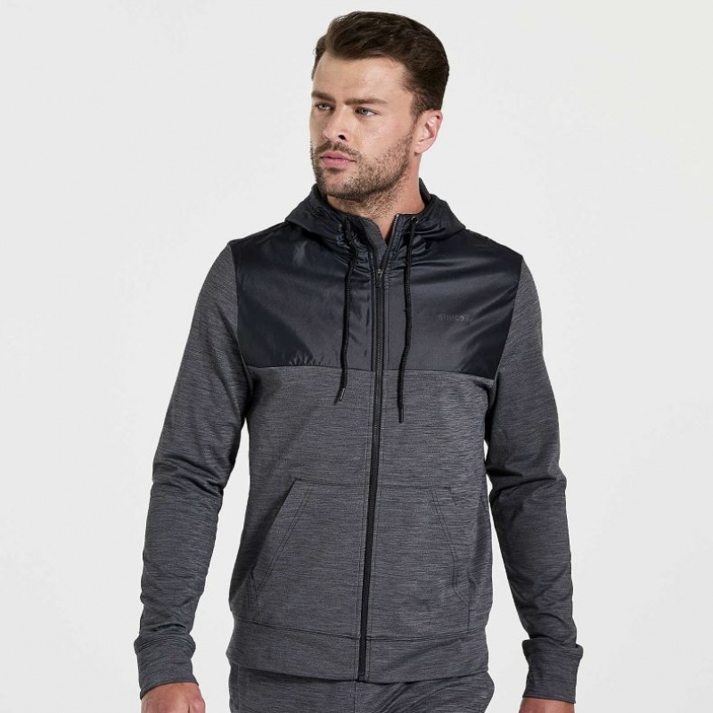 Men\'s Saucony Solstice Zip Hoodie Black | SOUTHAFRICA-QJI