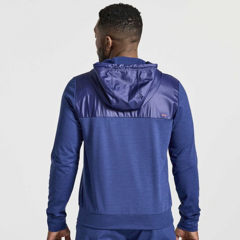 Men's Saucony Solstice Zip Hoodie Navy | SOUTHAFRICA-VZN