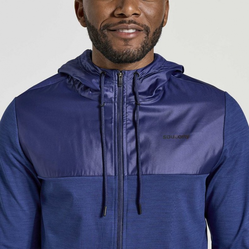 Men's Saucony Solstice Zip Hoodie Navy | SOUTHAFRICA-VZN