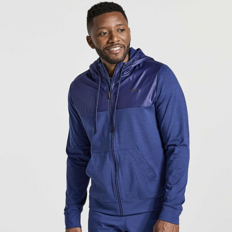 Men\'s Saucony Solstice Zip Hoodie Navy | SOUTHAFRICA-VZN