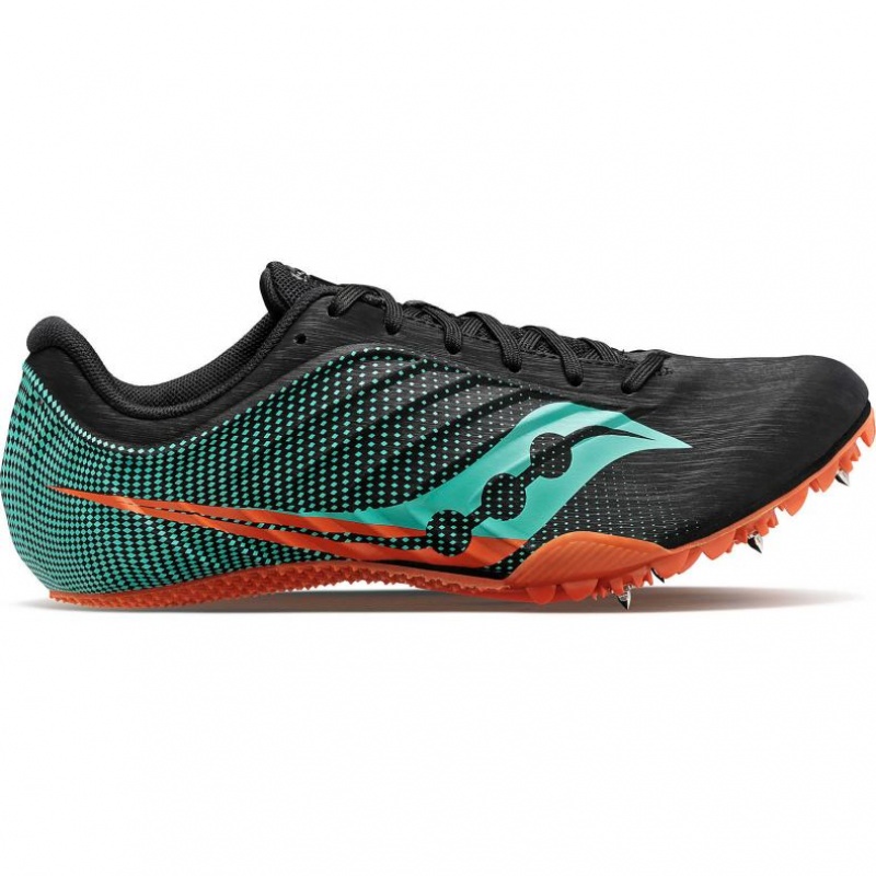 Men\'s Saucony Spitfire 5 Spikes Black / Turquoise | SOUTHAFRICA-BRS