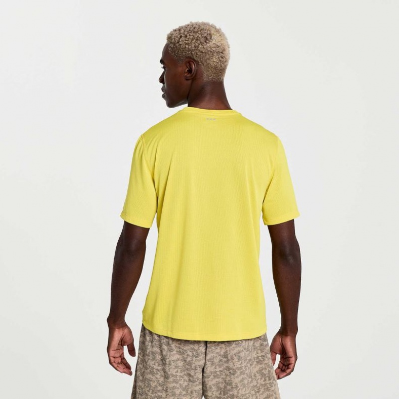 Men's Saucony Stopwatch Graphic Short Sleeve T-Shirt Yellow | SOUTHAFRICA-AZL