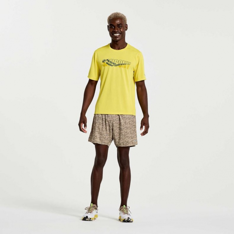 Men's Saucony Stopwatch Graphic Short Sleeve T-Shirt Yellow | SOUTHAFRICA-AZL