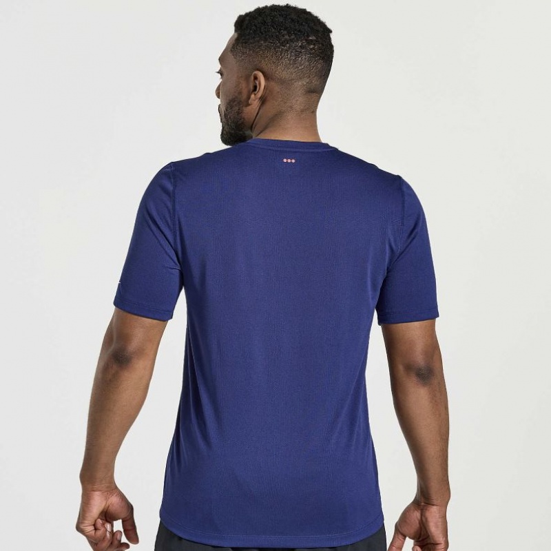 Men's Saucony Stopwatch Graphic Short Sleeve T-Shirt Navy | SOUTHAFRICA-DBE