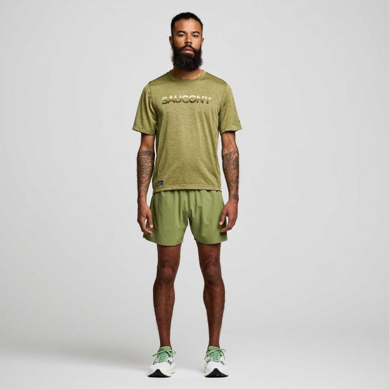 Men's Saucony Stopwatch Graphic Short Sleeve T-Shirt Olive | SOUTHAFRICA-YBA