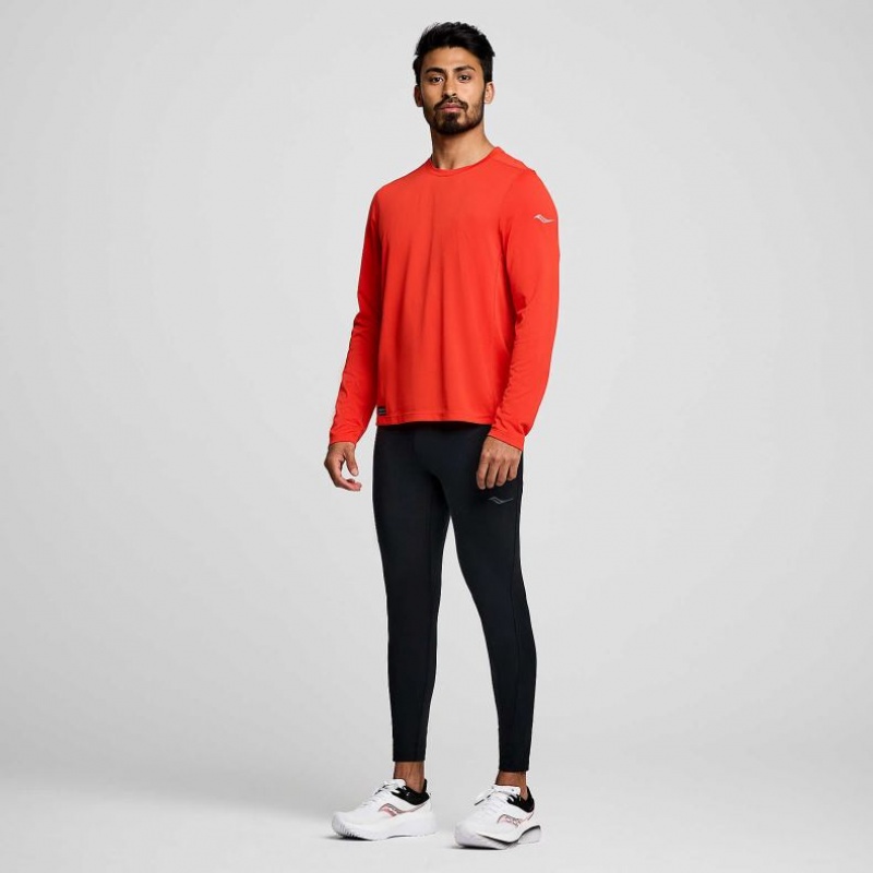 Men's Saucony Stopwatch Long Sleeve T-Shirt Red | SOUTHAFRICA-KGJ