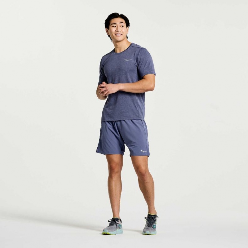 Men's Saucony Stopwatch Short Sleeve T-Shirt Blue | SOUTHAFRICA-LDB