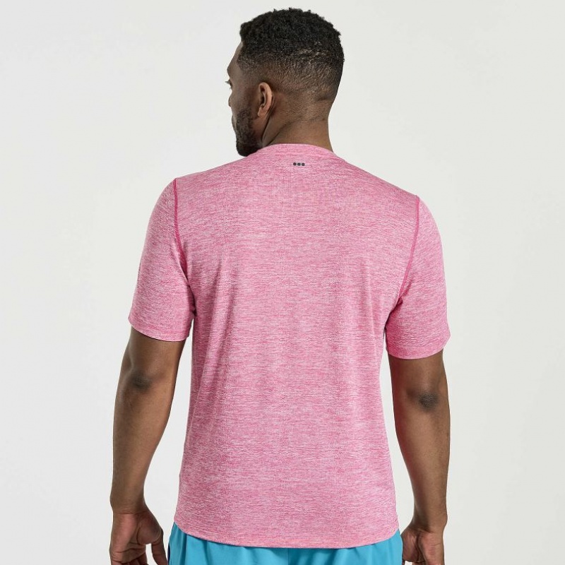 Men's Saucony Stopwatch Short Sleeve T-Shirt Pink | SOUTHAFRICA-PRI