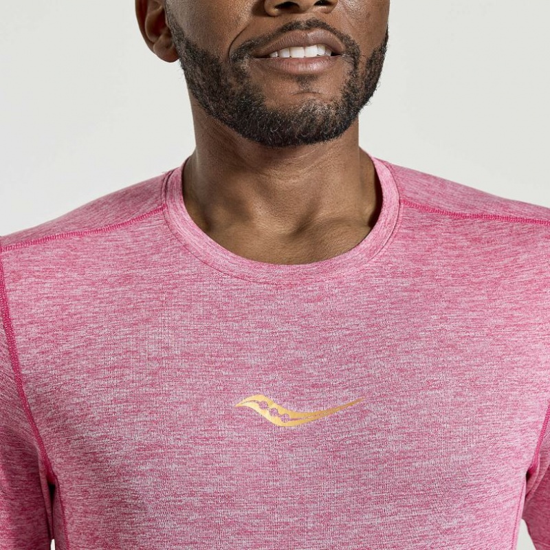 Men's Saucony Stopwatch Short Sleeve T-Shirt Pink | SOUTHAFRICA-PRI