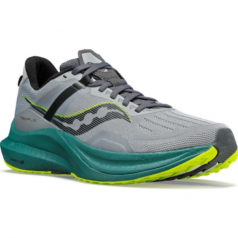 Men's Saucony Tempus Wide Running Shoes Grey / Turquoise | SOUTHAFRICA-NPI