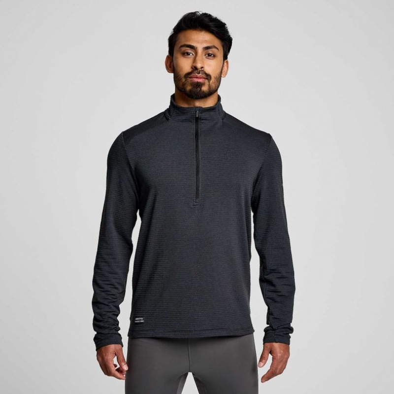 Men\'s Saucony Triumph 3D 1/2 Zip Sweatshirt Black | SOUTHAFRICA-EBW