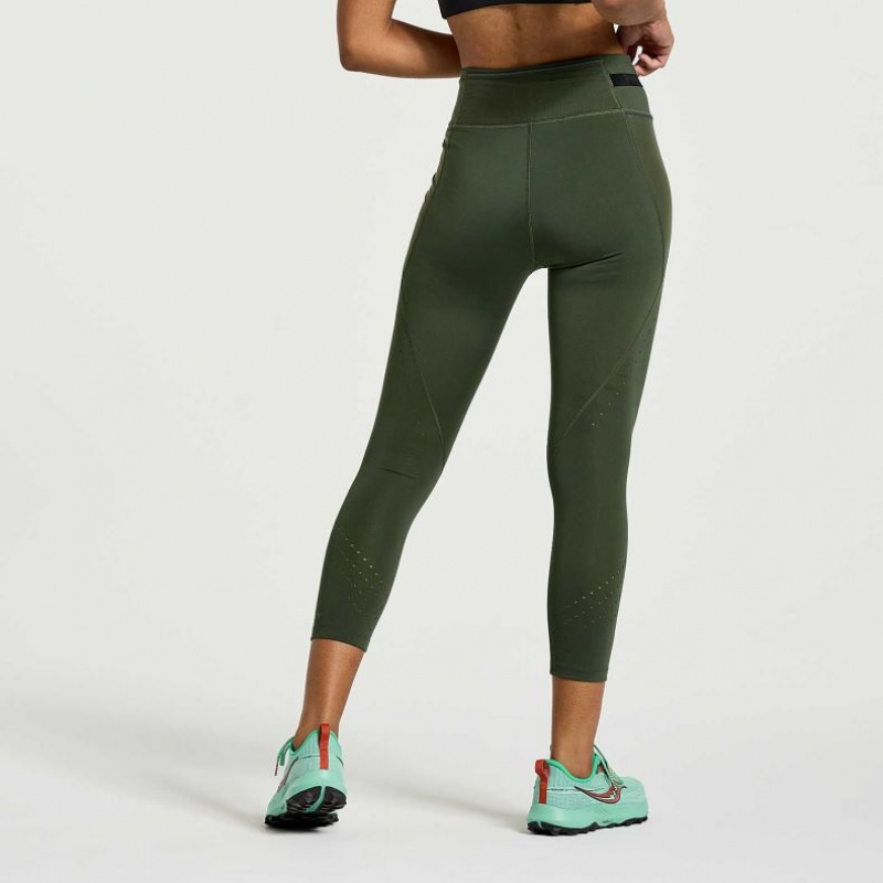 Women's Saucony Explorer Utility Crop Tight Dark Green | SOUTHAFRICA-VFA