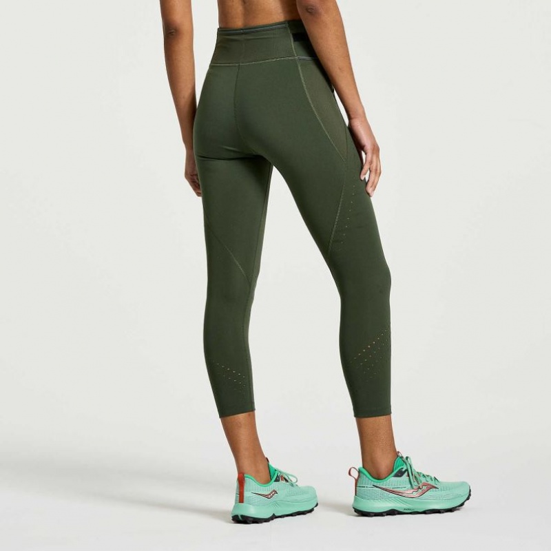 Women's Saucony Explorer Utility Crop Tight Dark Green | SOUTHAFRICA-VFA