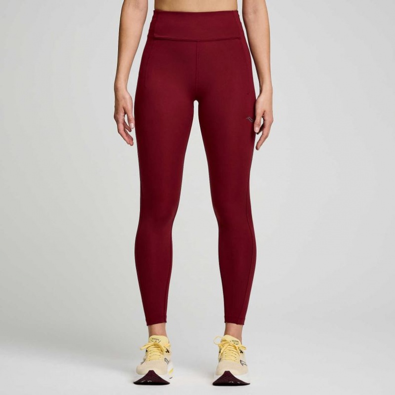 Women\'s Saucony Fortify 7/8 Tight Burgundy | SOUTHAFRICA-WYV