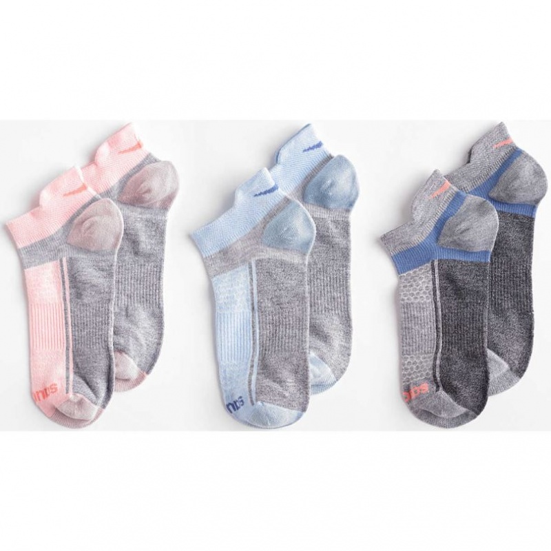 Women's Saucony Inferno Liteweight 3-Pack Socks Blue / Pink / Grey | SOUTHAFRICA-KYW