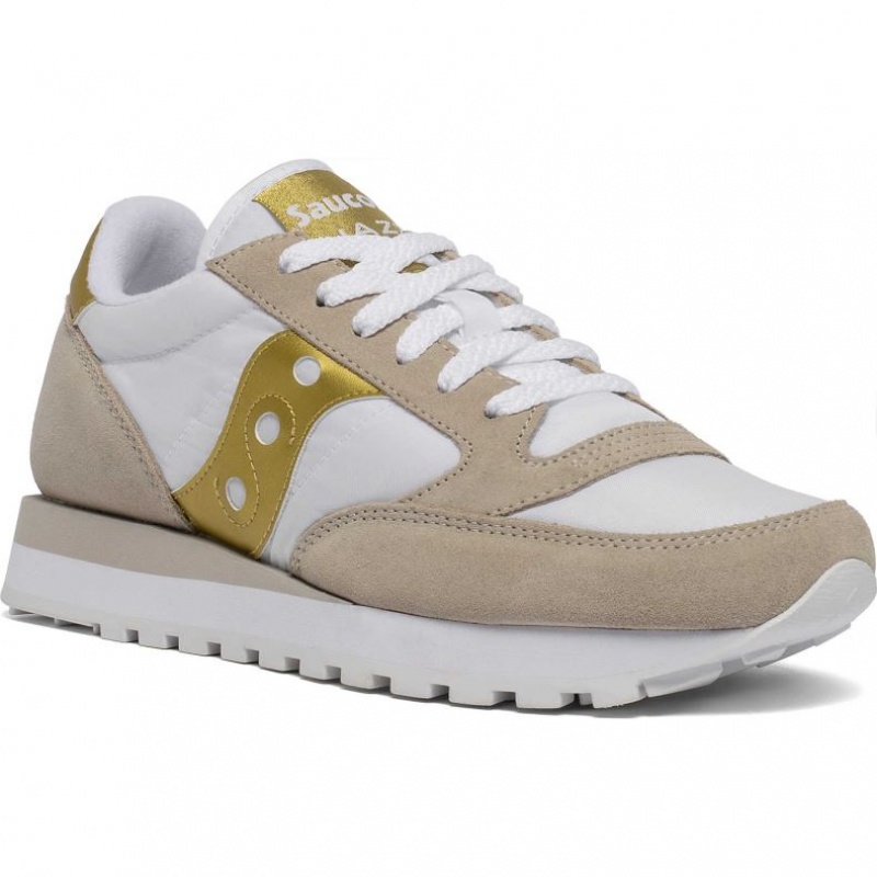 Women's Saucony Jazz Original Sneakers White / Beige / Gold | SOUTHAFRICA-OQI