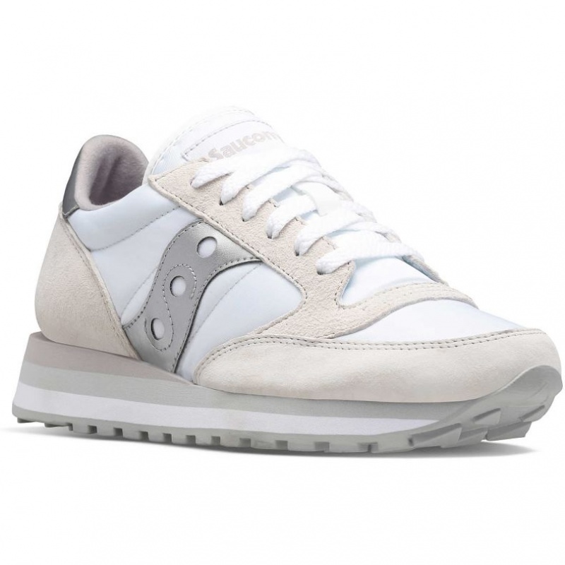 Women's Saucony Jazz Triple Sneakers White / Silver | SOUTHAFRICA-BLH