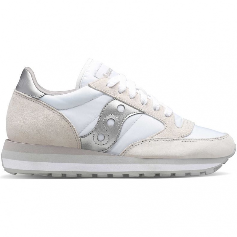 Women\'s Saucony Jazz Triple Sneakers White / Silver | SOUTHAFRICA-BLH