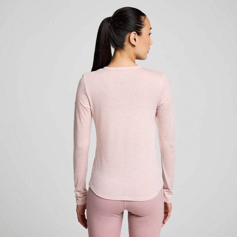 Women's Saucony Peregrine Merino Long Sleeve T-Shirt Pink | SOUTHAFRICA-OBU