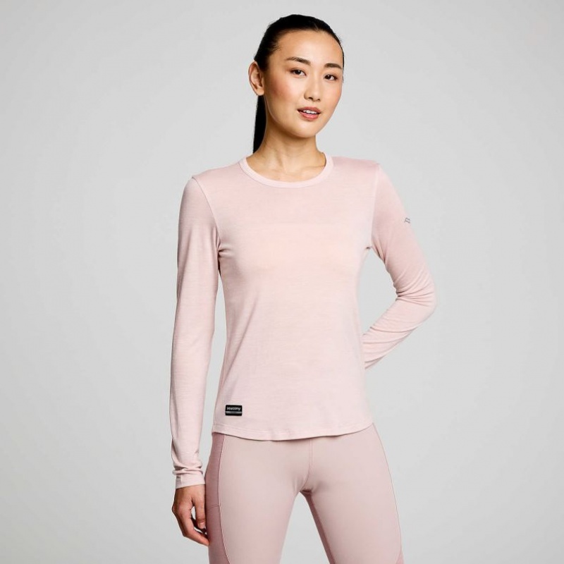 Women\'s Saucony Peregrine Merino Long Sleeve T-Shirt Pink | SOUTHAFRICA-OBU