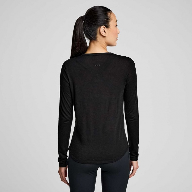 Women's Saucony Peregrine Merino Long Sleeve T-Shirt Black | SOUTHAFRICA-WXP