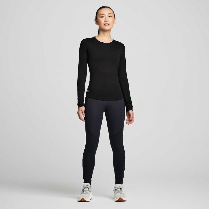 Women's Saucony Peregrine Merino Long Sleeve T-Shirt Black | SOUTHAFRICA-WXP