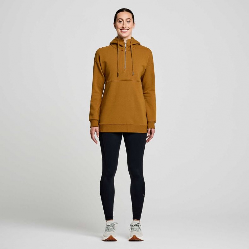 Women's Saucony Recovery Zip Tunic Hoodie Brown | SOUTHAFRICA-IXF