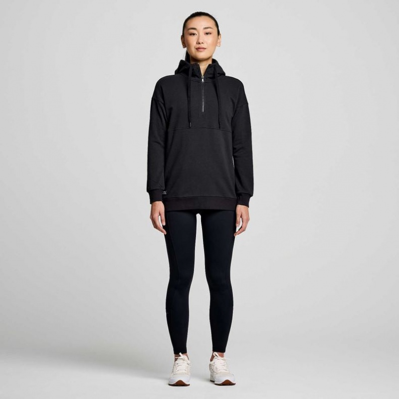 Women's Saucony Recovery Zip Tunic Hoodie Black | SOUTHAFRICA-KMS