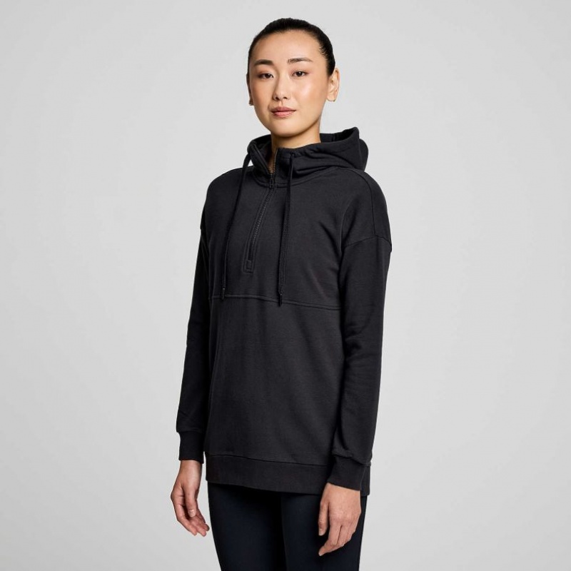 Women\'s Saucony Recovery Zip Tunic Hoodie Black | SOUTHAFRICA-KMS