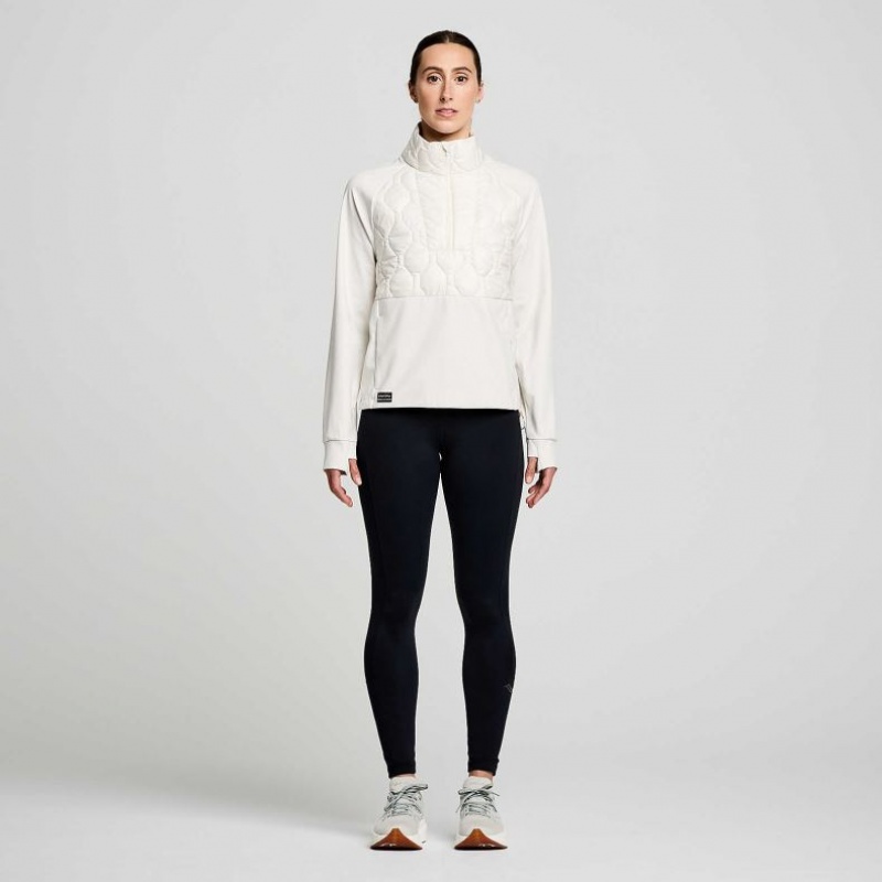 Women's Saucony Solstice Oysterpuff 1/2 Zip Sweatshirt White | SOUTHAFRICA-NYX