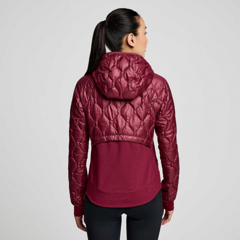 Women's Saucony Solstice Oysterpuff Jacket Burgundy | SOUTHAFRICA-DPF