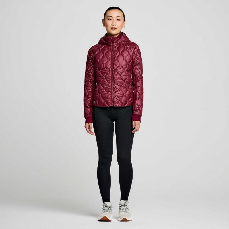 Women's Saucony Solstice Oysterpuff Jacket Burgundy | SOUTHAFRICA-DPF