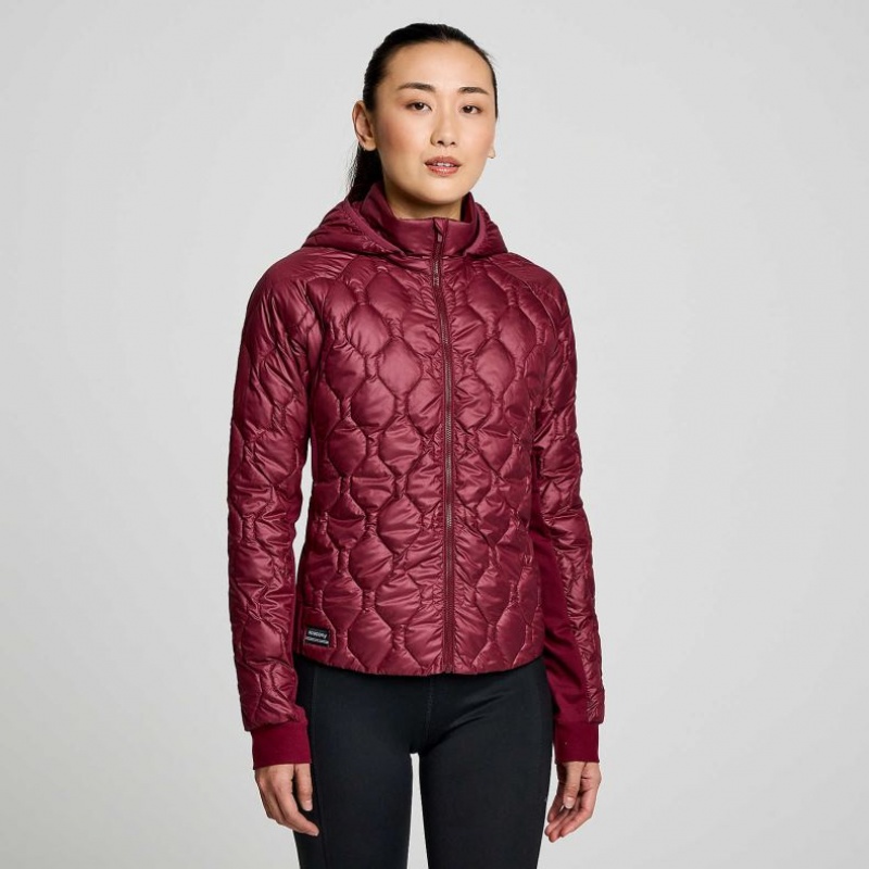 Women\'s Saucony Solstice Oysterpuff Jacket Burgundy | SOUTHAFRICA-DPF