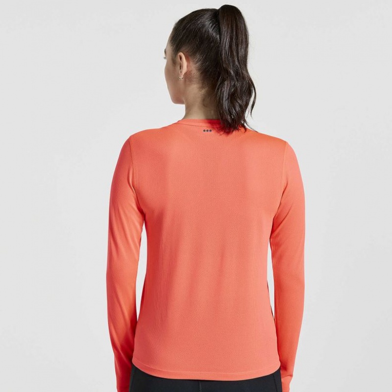 Women's Saucony Stopwatch Graphic Long Sleeve T-Shirt Orange | SOUTHAFRICA-NCQ