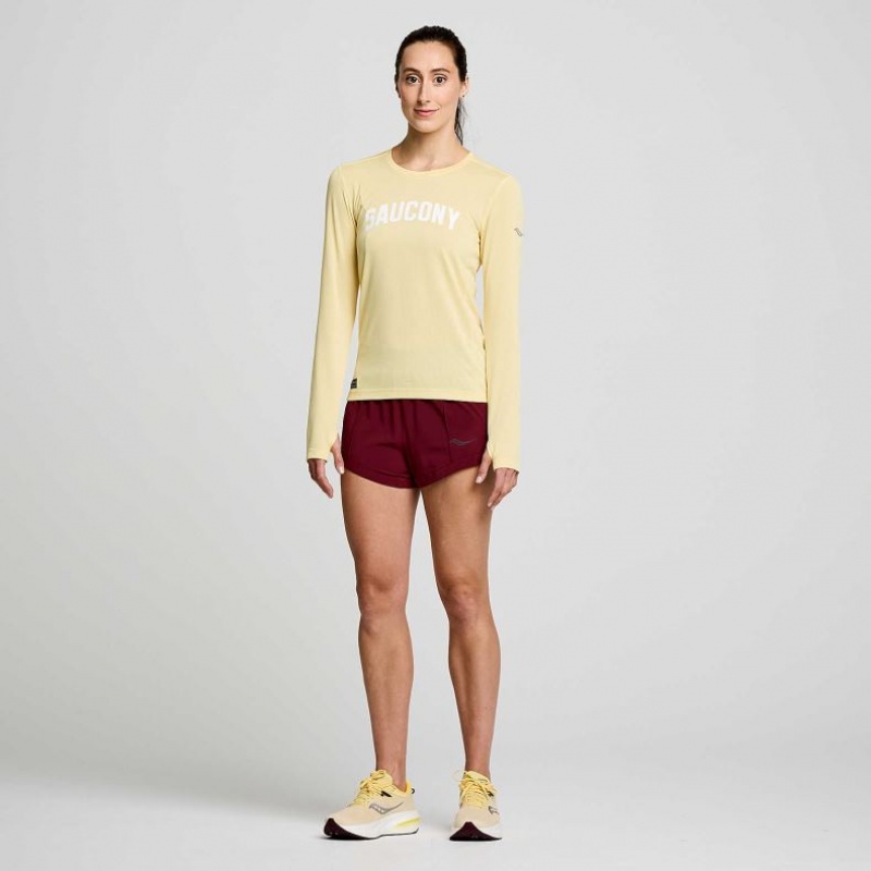 Women's Saucony Stopwatch Graphic Long Sleeve T-Shirt Yellow | SOUTHAFRICA-GVE