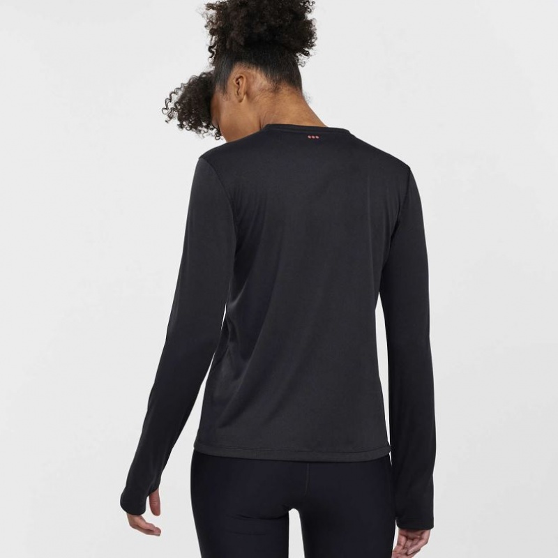 Women's Saucony Stopwatch Long Sleeve T-Shirt Black | SOUTHAFRICA-MUW