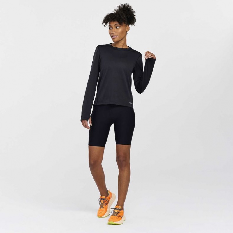 Women's Saucony Stopwatch Long Sleeve T-Shirt Black | SOUTHAFRICA-MUW