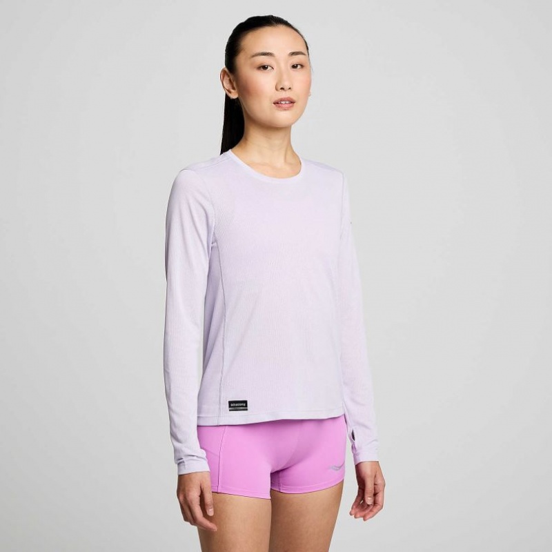 Women's Saucony Stopwatch Long Sleeve T-Shirt Purple | SOUTHAFRICA-HPC