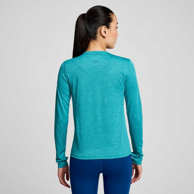 Women's Saucony Stopwatch Long Sleeve T-Shirt Turquoise | SOUTHAFRICA-ZAF