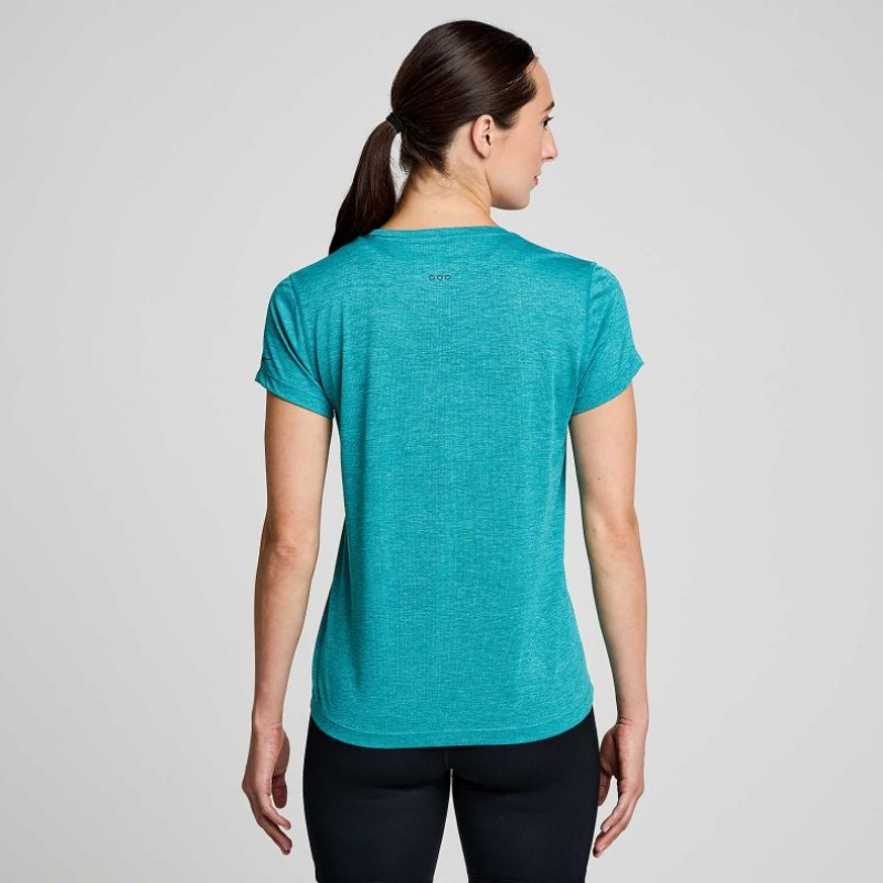 Women's Saucony Stopwatch Short Sleeve T-Shirt Turquoise | SOUTHAFRICA-JGC