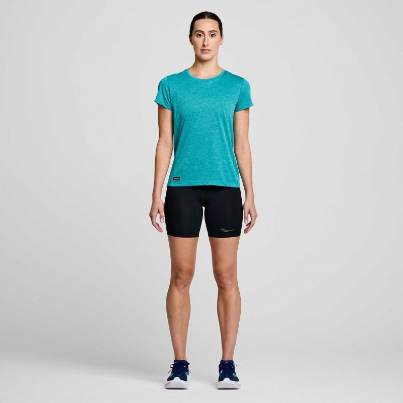 Women's Saucony Stopwatch Short Sleeve T-Shirt Turquoise | SOUTHAFRICA-JGC