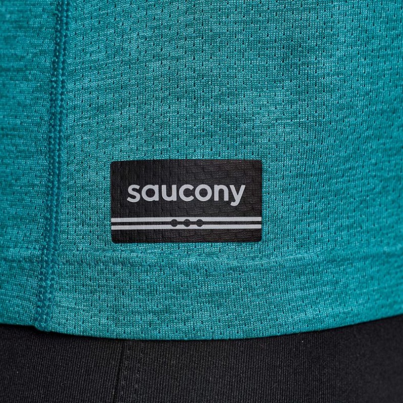 Women's Saucony Stopwatch Short Sleeve T-Shirt Turquoise | SOUTHAFRICA-JGC